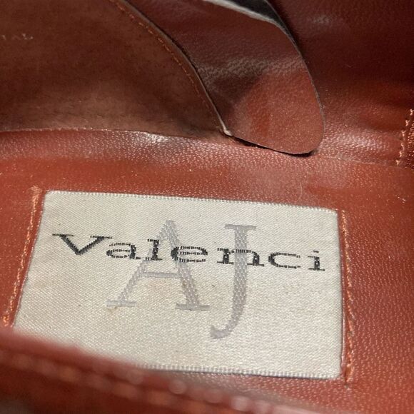 AJ Valenci Women's Brown Leather Chunky Heel Slip-on Ankle Boots Size 7 - Picture 10 of 12